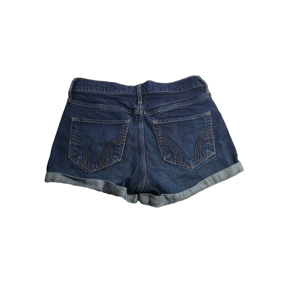 Hollister Shorts Size 3/26 Juniors Blue Dark Wash Mid Rise Cuffed Denim